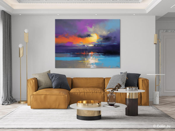Abstract Landscape Painting, Sunset Painting, Large Landscape Painting for Living Room, Bedroom Wall Art Ideas, Modern Paintings for Dining Room