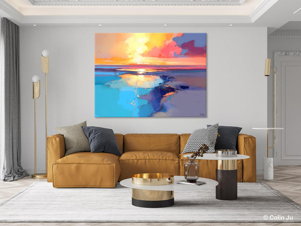 Sunrise Painting, Original Landscape Painting, Large Landscape Painting for Living Room, Bedroom Wall Art Ideas, Modern Paintings for Dining Room-HomePaintingDecor