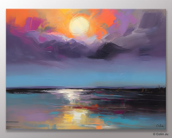 Abstract Landscape Painting on Canvas, Hand Painted Canvas Art, Contemporary Wall Art Paintings for Living Room, Huge Original Art-HomePaintingDecor