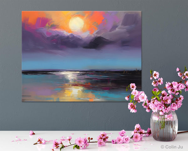 Abstract Landscape Painting on Canvas, Hand Painted Canvas Art, Contemporary Wall Art Paintings for Living Room, Huge Original Art-HomePaintingDecor