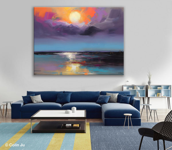 Abstract Landscape Painting on Canvas, Hand Painted Canvas Art, Contemporary Wall Art Paintings for Living Room, Huge Original Art-HomePaintingDecor