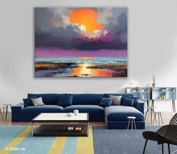 Heavy Texture Paintings, Original Landscape Painting, Large Landscape Painting for Living Room, Bedroom Wall Art Ideas, Modern Paintings for Dining Room-HomePaintingDecor
