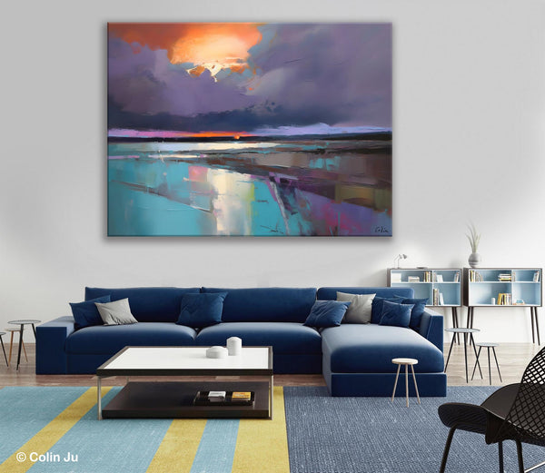 Original Landscape Oil Painting, Large Landscape Painting for Living Room, Bedroom Wall Art Ideas, Large Paintings for Dining Room-HomePaintingDecor