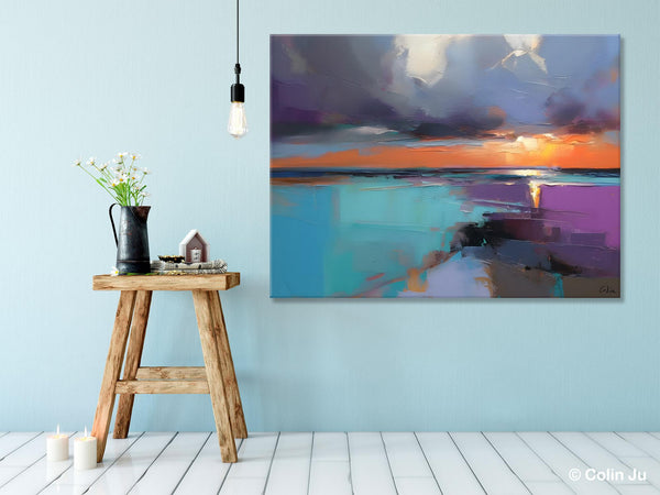 Living Room Abstract Paintings, Original Landscape Abstract Painting, Simple Wall Art Ideas, Extra Large Landscape Canvas Paintings, Buy Art Online-HomePaintingDecor