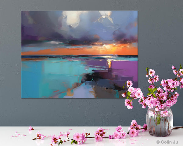 Living Room Abstract Paintings, Original Landscape Abstract Painting, Simple Wall Art Ideas, Extra Large Landscape Canvas Paintings, Buy Art Online-HomePaintingDecor