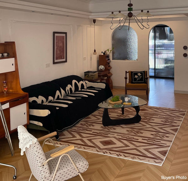 Mid Century Modern Rugs Next to Bed, Contemporary Rugs for Bedroom, Abstract Modern Carpets for Living Room, Modern Rugs for Dining Room-HomePaintingDecor