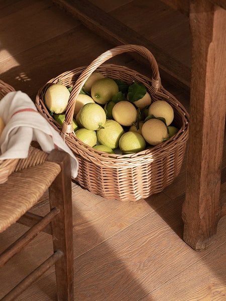 Lovely Willow Weaving Baskets for Vegetable, Large Picnic Food Basket with Handle, Natural Hand-woven Wicker Storage Basket, Natural Fruit Basket, Kitchen Storage Baskets-HomePaintingDecor