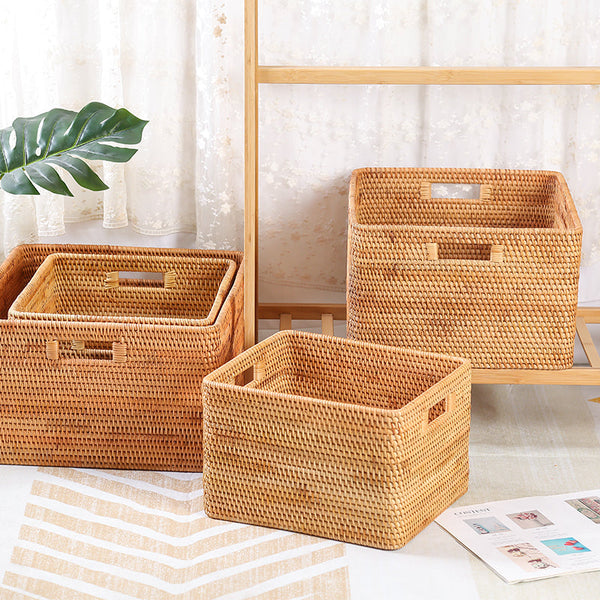 Extra Large Woven Baskets for Living Room, Storage Baskets for Clothes, Storage Baskets for Kitchen, Rectangular Storage Basket for Bedroom, Storage Baskets for Shelves-HomePaintingDecor