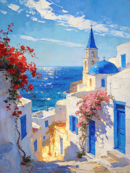 Original Landscape Art, Majestic Aegean Views, Small Oil Paintings, Hand Painted Canvas Art, Buy Paintings Online, Landscape Paintings for Bedroom-HomePaintingDecor