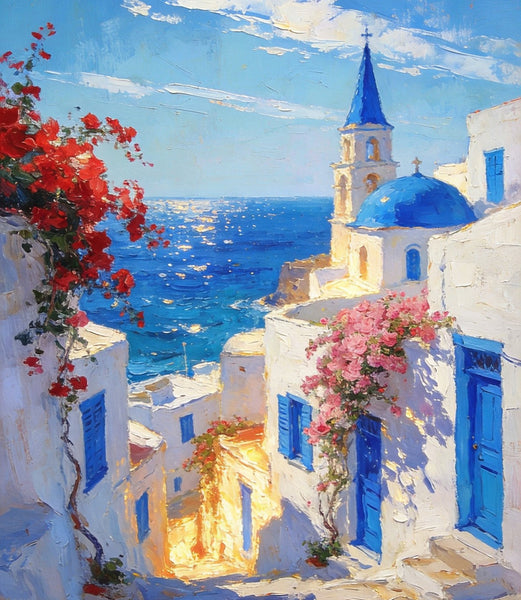 Original Landscape Art, Majestic Aegean Views, Small Oil Paintings, Hand Painted Canvas Art, Buy Paintings Online, Landscape Paintings for Bedroom-HomePaintingDecor