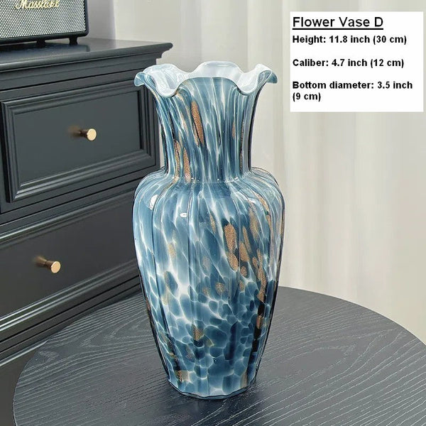 Modern Glass Bud Vases, Centerpiece Vases on Table, Handmade Liuli Vases, Color Glaze Vase, Contemporary Vases for Modern Home Decor-HomePaintingDecor