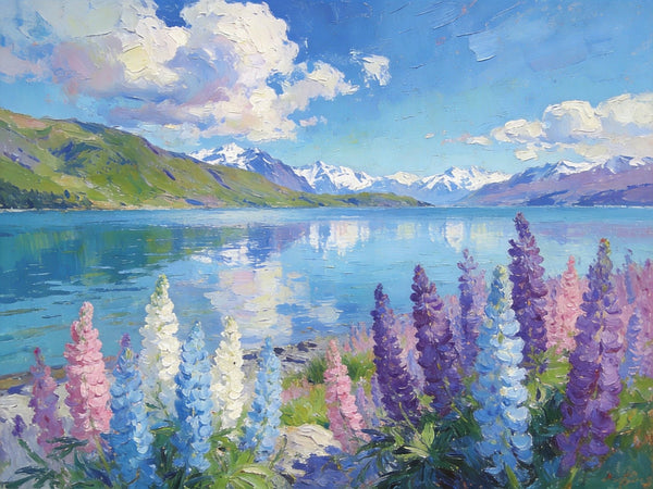 Heavy Texture Oil Paintings, New Zealand's Lake and Mountain Magic, Landscape Canvas Paintings, Small Landscape Paintings on Canvas, Hand Painted Canvas Art, Original Oil Paintings-HomePaintingDecor