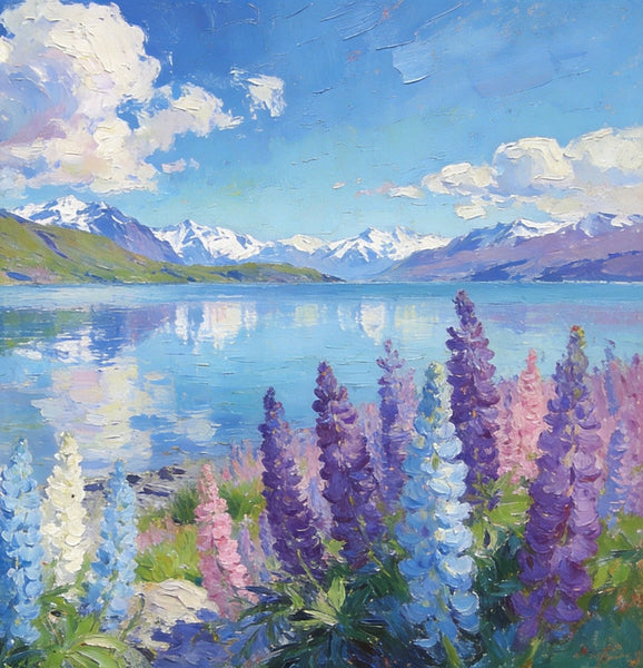 Heavy Texture Oil Paintings, New Zealand's Lake and Mountain Magic, Landscape Canvas Paintings, Small Landscape Paintings on Canvas, Hand Painted Canvas Art, Original Oil Paintings-HomePaintingDecor