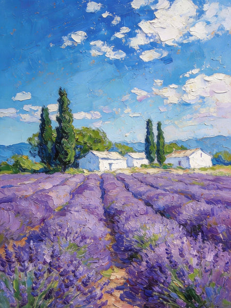 Small Oil Paintings, Provence Lavender Flower Fields, Hand Painted Canvas Art, Original Landscape Art, Buy Paintings Online, Landscape Paintings for Bedroom-HomePaintingDecor