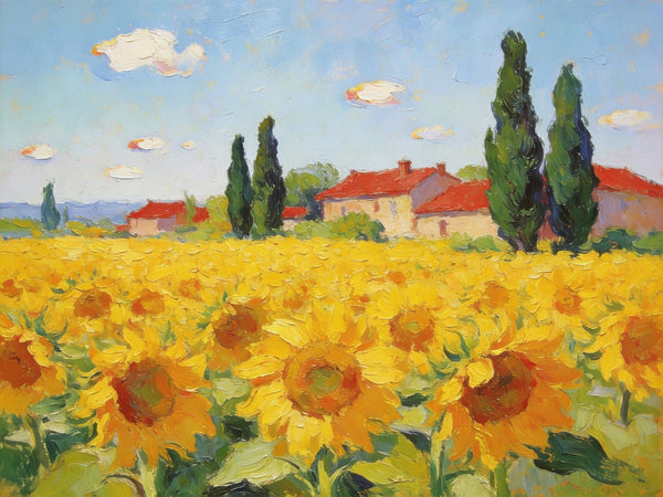 Small Paintings on Canvas, Provence Sunflower Haven, Original Landscape Paintings, Landscape Canvas Paintings, Hand Painted Canvas Art-HomePaintingDecor