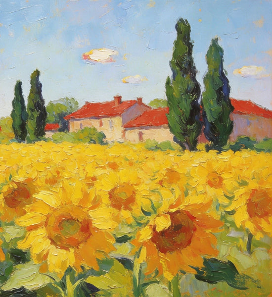 Small Paintings on Canvas, Provence Sunflower Haven, Original Landscape Paintings, Landscape Canvas Paintings, Hand Painted Canvas Art-HomePaintingDecor