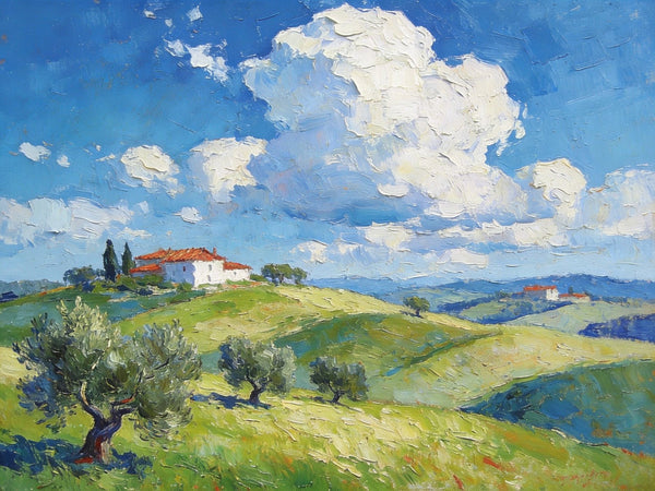 Canvas Wall Art for Living Room, Tuscan Hillside Beauty, Hand Painted Canvas Art, Landscape Oil Paintings, Buy Original Paintings, Small Oil Paintings-HomePaintingDecor