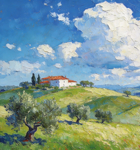 Canvas Wall Art for Living Room, Tuscan Hillside Beauty, Hand Painted Canvas Art, Landscape Oil Paintings, Buy Original Paintings, Small Oil Paintings-HomePaintingDecor