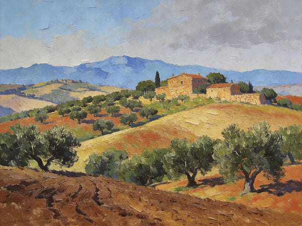 Canvas Wall Art Paintings, Tuscan Hillside Serenity, Hand Painted Canvas Art, Landscape Canvas Paintings, Original Oil Paintings, Small Oil Paintings-HomePaintingDecor