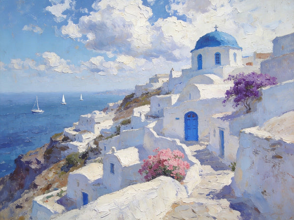 Hand Painted Canvas Art, Aegean Whispers of the Sea, Landscape Art Paintings, Small Oil Paintings, Landscape Canvas Paintings, Original Canvas Paintings-HomePaintingDecor