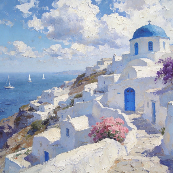 Hand Painted Canvas Art, Aegean Whispers of the Sea, Landscape Art Paintings, Small Oil Paintings, Landscape Canvas Paintings, Original Canvas Paintings-HomePaintingDecor