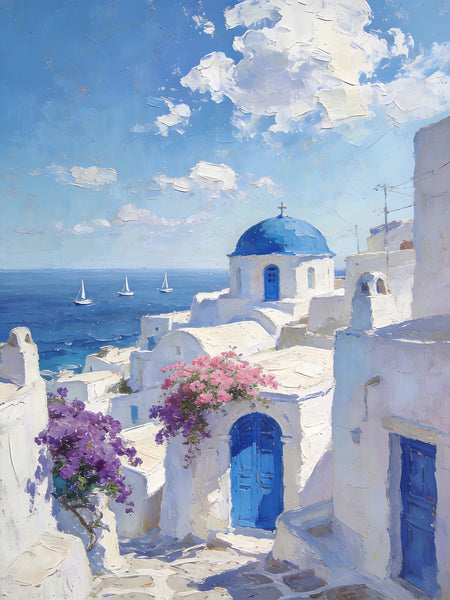 Original Landscape Art, Scenery of the Aegean Sea, Small Paintings On Canvas, Hand Painted Canvas Art, Heavy Texture Wall Art Paintings, Buy Original Paintings-HomePaintingDecor