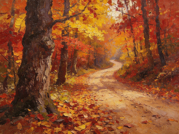 Landscape Canvas Paintings, Autumn Forest Path, Small Paintings on Canvas, Original Landscape Paintings, Hand Painted Canvas Art-HomePaintingDecor