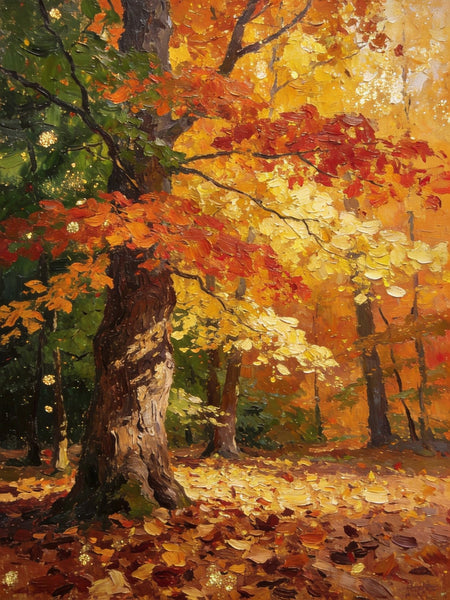 Enchanting Autumn Forest, Hand Painted Canvas Wall Art, Heavy Texture Artwork, Original Wall Art Paintings, Small Oil Paintings-HomePaintingDecor
