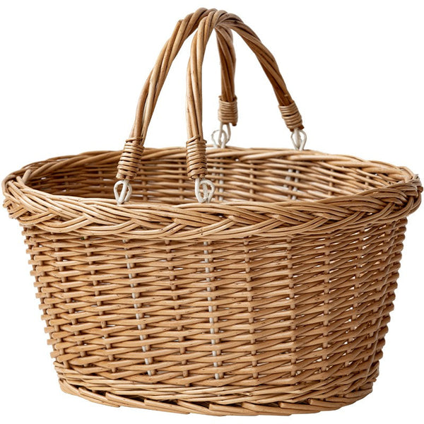 Kitchen Storage Baskets, Small Picnic Food Basket with Handle, Natural Hand-woven Wicker Storage Basket, Willow Weaving Baskets for Vegetable, Natural Fruit Basket-HomePaintingDecor