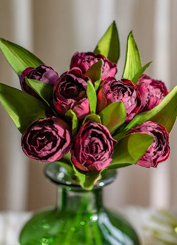 Purple Tulip Flowers, Bedroom Flower Arrangement Ideas, Spring Artificial Floral for Dining Room Table, Simple Modern Floral Arrangement Ideas for Home Decoration-HomePaintingDecor