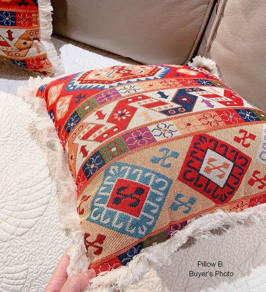 Oriental Throw Pillow for Couch, Bohemian Decorative Sofa Pillows for Bedroom, Geometric Decorative Throw Pillows for Living Room-HomePaintingDecor