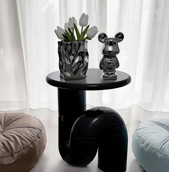 Contemporary Round Side Table, Minimalist Modern Occasional Table, Low Profile Sofa Table, Unique Small End Table, Portable Casual Side Table, Creative Coffee Table, Lightweight Indoor Outdoor Table, Contemporary Side Table-HomePaintingDecor