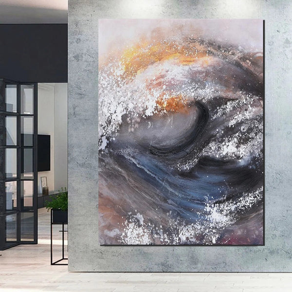 Living Room Modern Paintings, Big Wave Painting, Acrylic Canvas Paintings, Large Painting on Canvas, Modern Abstract Painting-HomePaintingDecor