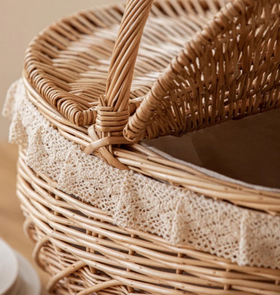 Extra Large Kitchen Storage Baskets, Picnic Storage Basket with Handle, Natural Hand-woven Wicker Storage Basket, Lovely Willow Weaving Baskets for Vegetable, Natural Fruit Storage Baskets-HomePaintingDecor