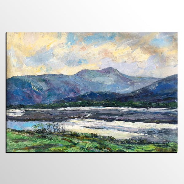 Landscape Canvas Painting, Canvas Wall Art Painting, Mountain Landscape Paintings, Custom Large Painting, Autumn Mountain Painting-HomePaintingDecor