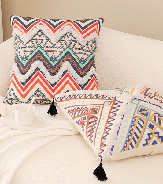 Oriental Decorative Throw Pillows for Living Room, Square Pillows for Couch, Geometric Modern Pillow Covers, Bohemian Decorative Sofa Pillows-HomePaintingDecor