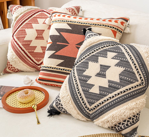 Geometric Modern Pillow Covers, Square Pillows for Couch, Oriental Decorative Throw Pillows for Living Room, Bohemian Decorative Sofa Pillows-HomePaintingDecor