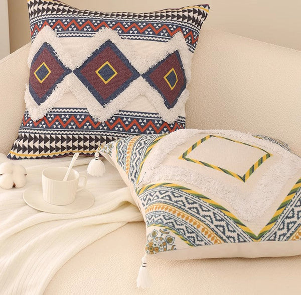 Oriental Decorative Throw Pillows for Living Room, Square Pillows for Couch, Geometric Modern Pillow Covers, Bohemian Decorative Sofa Pillows-HomePaintingDecor