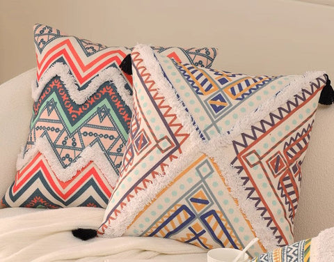 Oriental Decorative Throw Pillows for Living Room, Square Pillows for Couch, Geometric Modern Pillow Covers, Bohemian Decorative Sofa Pillows