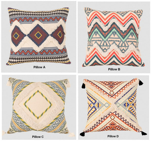 Oriental Decorative Throw Pillows for Living Room, Square Pillows for Couch, Geometric Modern Pillow Covers, Bohemian Decorative Sofa Pillows-HomePaintingDecor