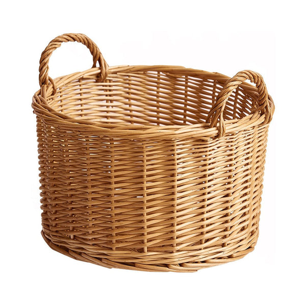 Small Picnic Fruit Basket with Handle, Kitchen Storage Baskets, Natural Hand-woven Wicker Round Storage Basket, Small Willow Weaving Baskets for Vegetable, Natural Fruit Storage Basket-HomePaintingDecor