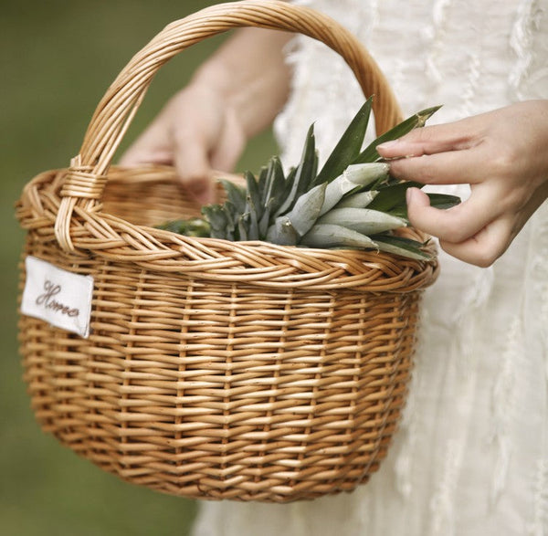 Hand-woven Wicker Storage Basket, Large Picnic Food Basket with Handle, Willow Weaving Baskets for Vegetable, Natural Fruit Basket, Kitchen Storage Baskets-HomePaintingDecor