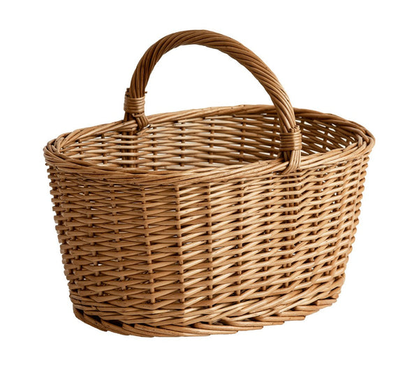Small Picnic Storage Basket with Handle, Hand-woven Wicker Storage Basket, Willow Weaving Baskets for Vegetable, Natural Fruit Basket, Kitchen Storage Baskets-HomePaintingDecor