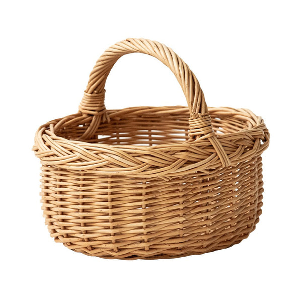 Small Kitchen Storage Baskets, Picnic Storage Basket with Handle, Hand-woven Wicker Storage Basket, Natural Fruit Basket, Willow Weaving Baskets for Vegetable-HomePaintingDecor