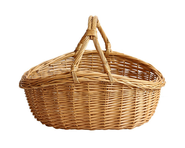 Large Kitchen Storage Baskets, Picnic Storage Basket with Handle, Hand-woven Wicker Storage Basket, Willow Weaving Baskets for Vegetable, Natural Fruit Basket-HomePaintingDecor
