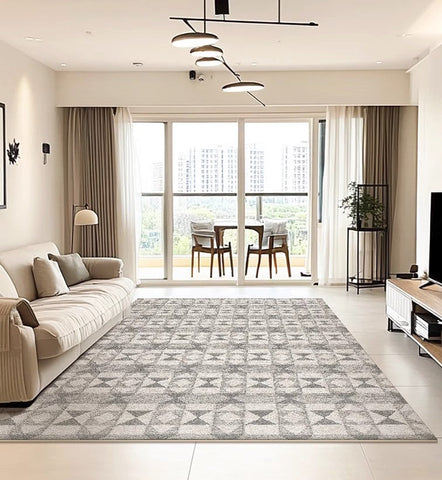 Modern Floor Rugs for Bedroom, Extra Large Geometric Modern Rugs for Office, Large Gray Floor Rugs for Living Room, Dining Room Floor Rug-HomePaintingDecor