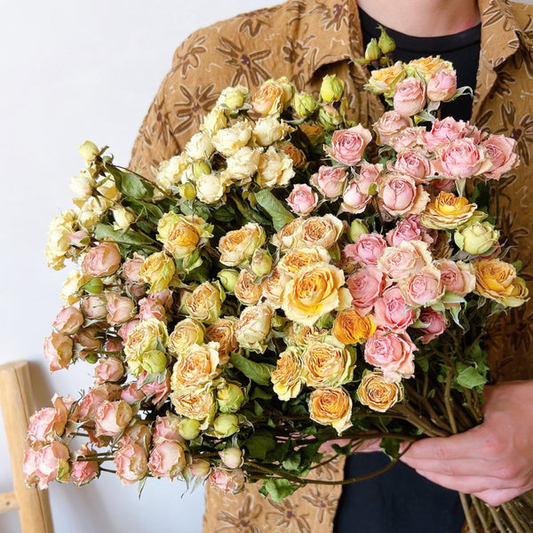 A Bouquet of Dried Rose Flowers, Dried Rose Flower Bouquet, Natural Dried Rose Flower Bunches, A Bunch Dried Rose Flowers, Red Yellow Purple Dried Rose Floral-HomePaintingDecor