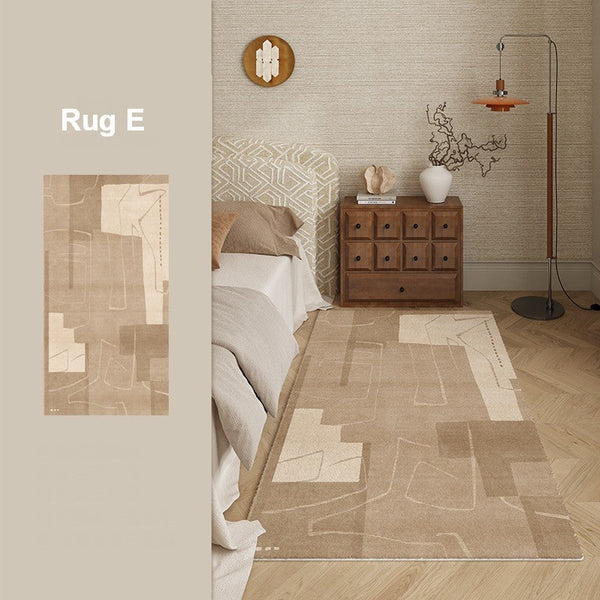 Unique Geometric Modern Rugs under Dining Room Table, Brown Modern Carpets for Office, Abstract Modern Rugs for Living Room, Contemporary Modern Rugs Next to Bed-HomePaintingDecor