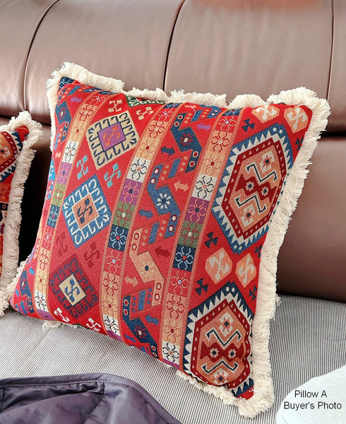 Oriental Throw Pillow for Couch, Bohemian Decorative Sofa Pillows for Bedroom, Geometric Decorative Throw Pillows for Living Room-HomePaintingDecor