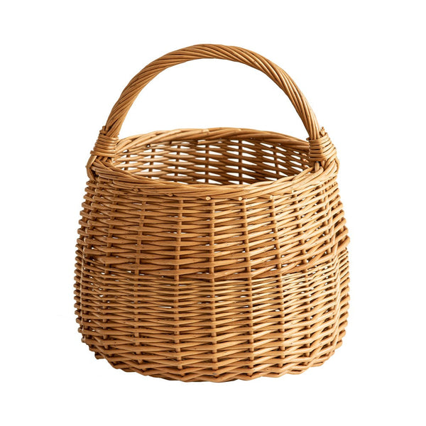 Storage Basket for Kitchen, Picnic Storage Basket with Handle, Hand-woven Wicker Storage Basket, Natural Fruit Basket, Willow Weaving Baskets for Vegetable-HomePaintingDecor
